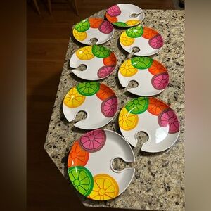 Colorful Citrus Palette Melamine 8”Plates